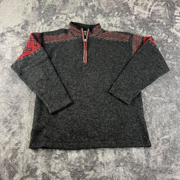 Obermeyer Nordic 1/4 Zip 100% Wool Pullover Sweater Gray Men's M Mock Neck - Picture 1 of 10